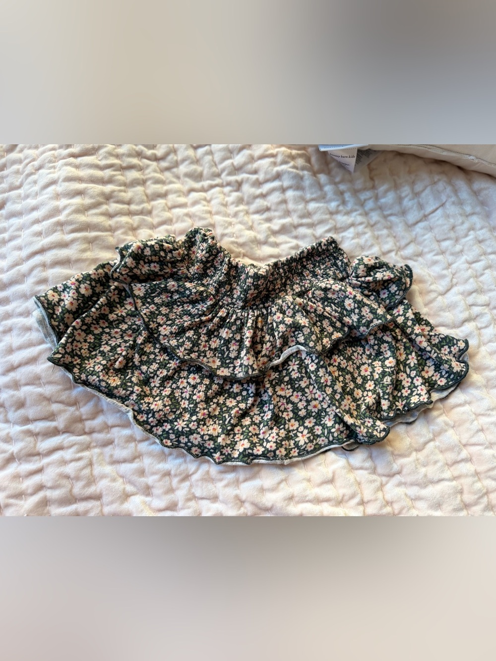 Zara Girls Green Ditsy Floral Tiered Ruffle Mini Skirt